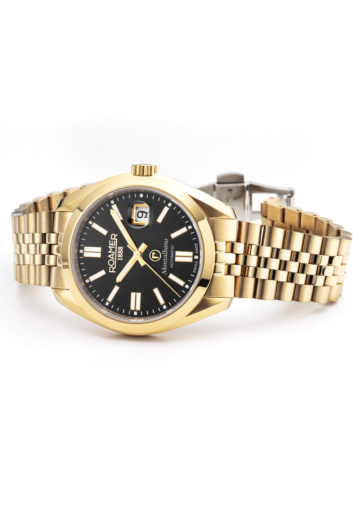 Montalbano Gents 41.5 mm Automatic Three-Hand Date Gold Bracelet Sapphire glass Stainless Steel swiss watch