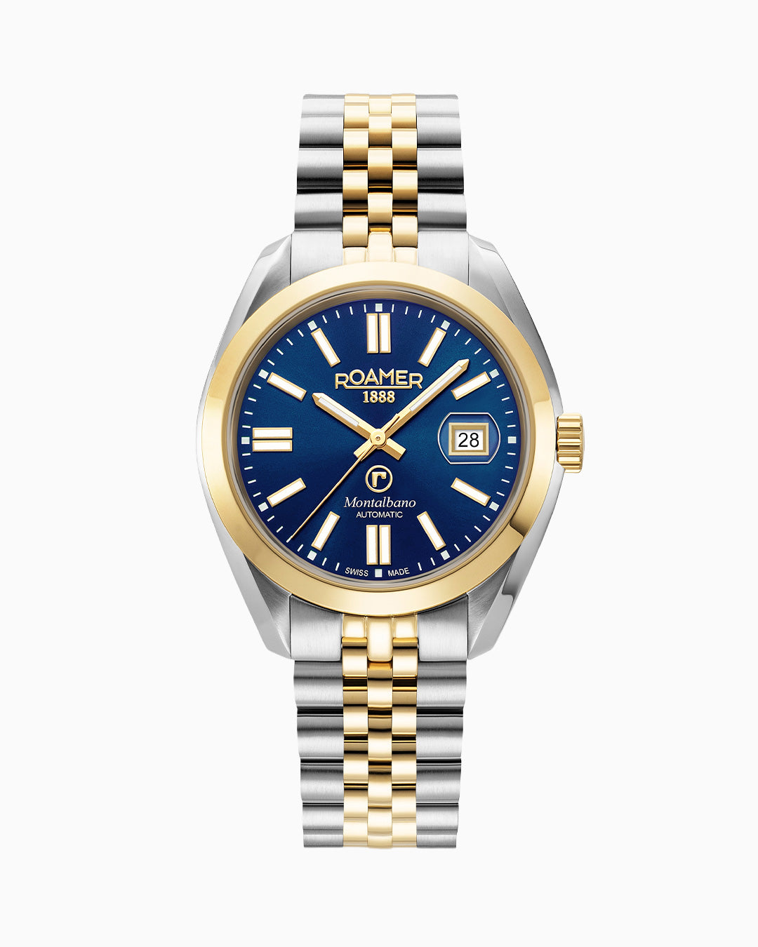 Montalbano Gents 41.5 mm Mechanical Three Hand Date Blue Dial Two-tone Bracelet Sapphire glass Stainless Steel swiss watch
