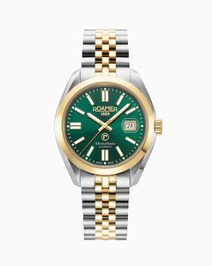 Montalbano Gents 41.5 mm Automatic Three-Hand Date Green Sunray Dial Two-Tone Bracelet Sapphire glass Stainless Steel swiss watch