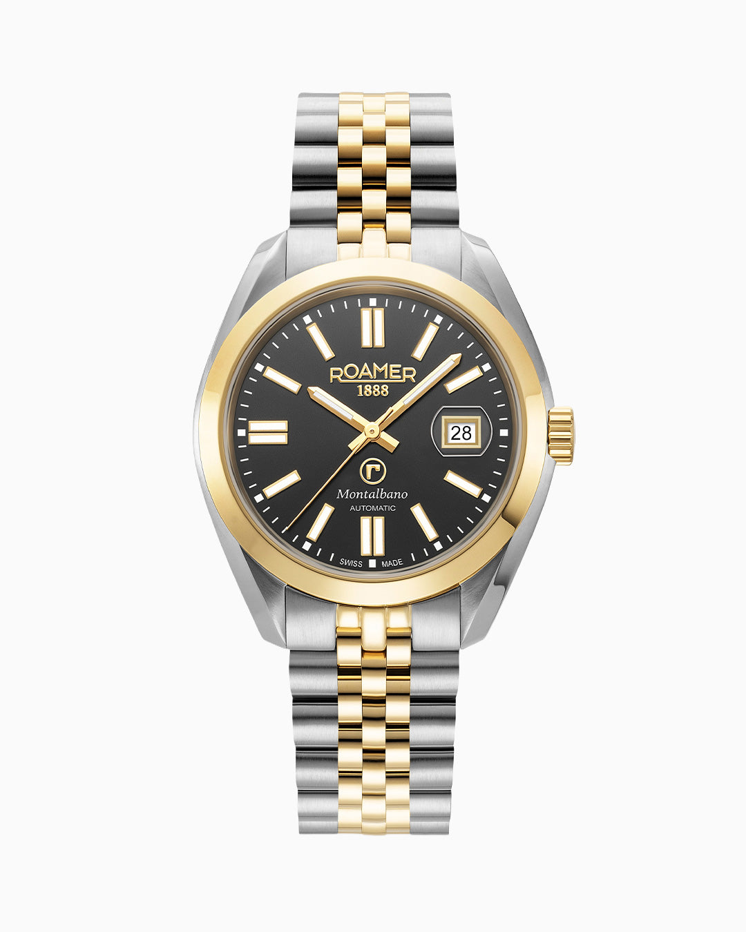 Montalbano Gents 41.5 mm Mechanical Three Hand Date Black Dial Two-tone Bracelet Sapphire glass Stainless Steel swiss watch