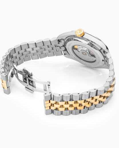 Montalbano Gents 41.5 mm Mechanical Three Hand Date Black Dial Two-tone Bracelet Sapphire glass Stainless Steel swiss watch