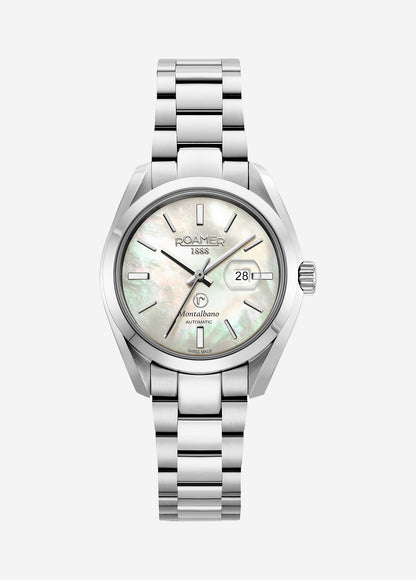 Montalbano Ladies 31mm Automatic Three-Hand Date Silver Bracelet Sapphire glass Stainless Steel swiss watch