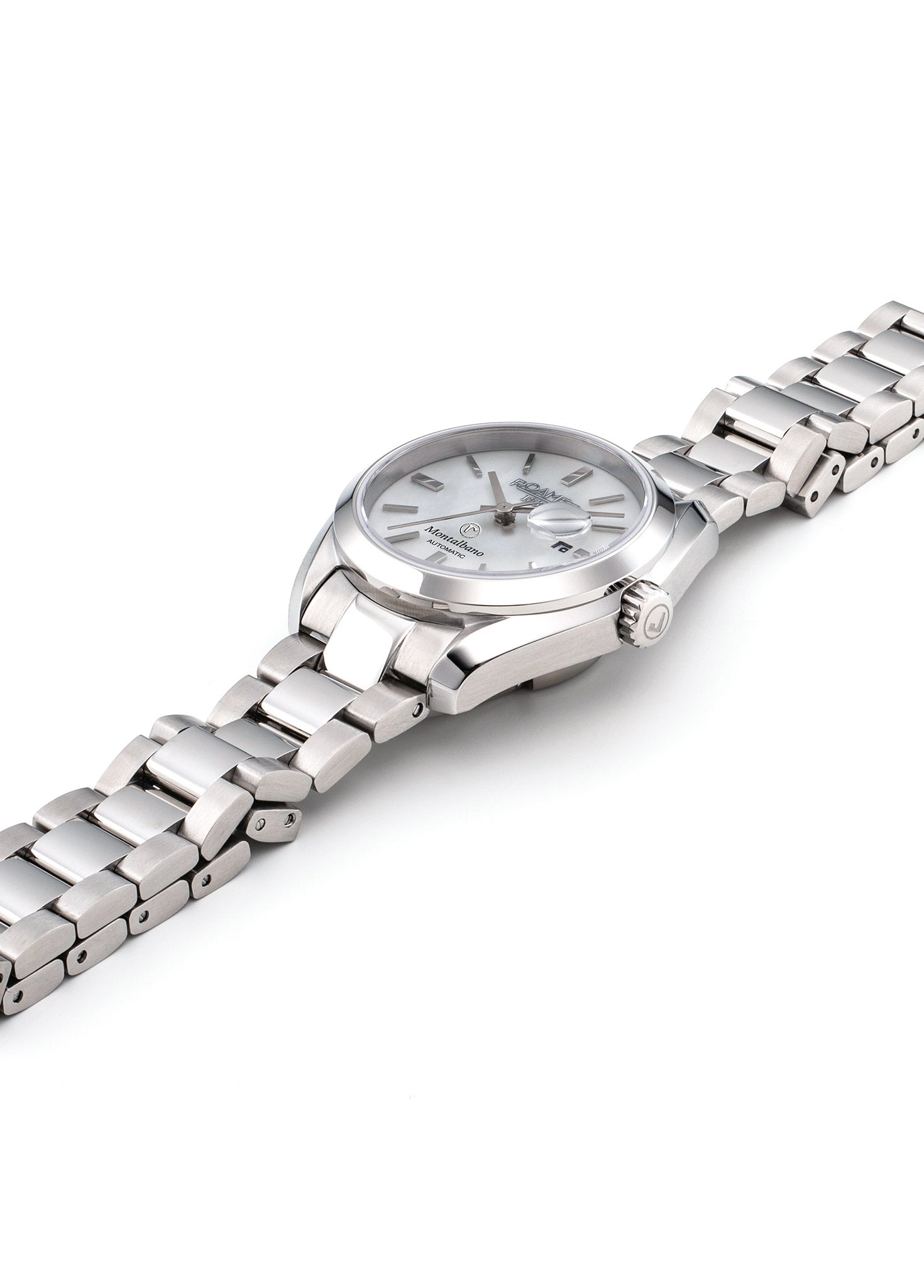 Montalbano Ladies 31mm Automatic Three-Hand Date Silver Bracelet Sapphire glass Stainless Steel swiss watch