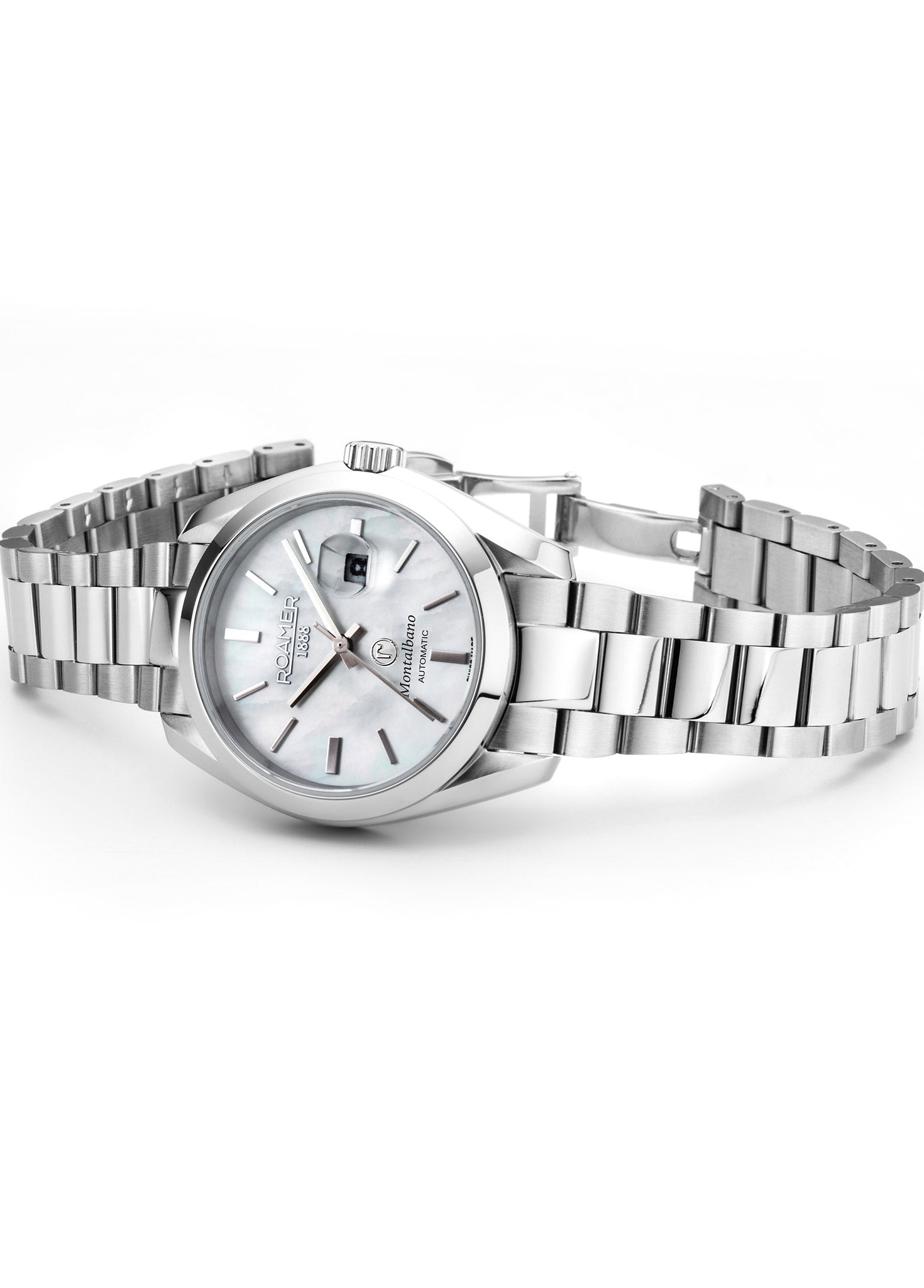 Montalbano Ladies 31mm Automatic Three-Hand Date Silver Bracelet Sapphire glass Stainless Steel swiss watch