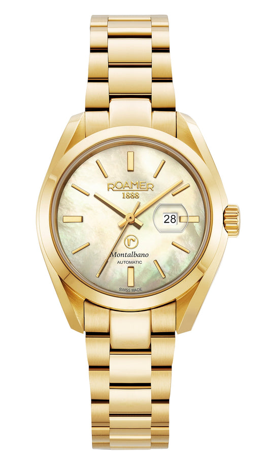 Montalbano Ladies 31mm Automatic Three-Hand Date Gold Bracelet Sapphire glass Stainless Steel swiss watch