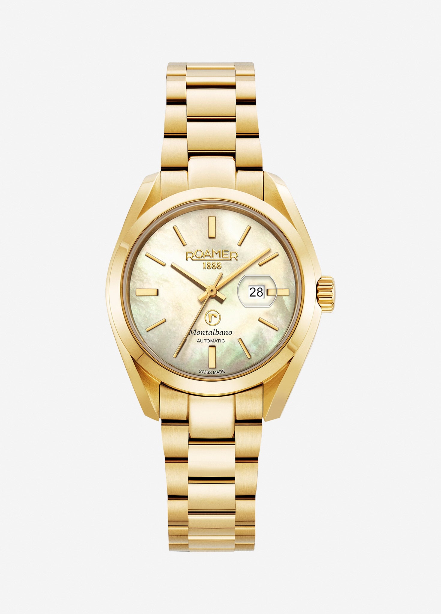 Montalbano Ladies 31mm Automatic Three-Hand Date Gold Bracelet Sapphire glass Stainless Steel swiss watch