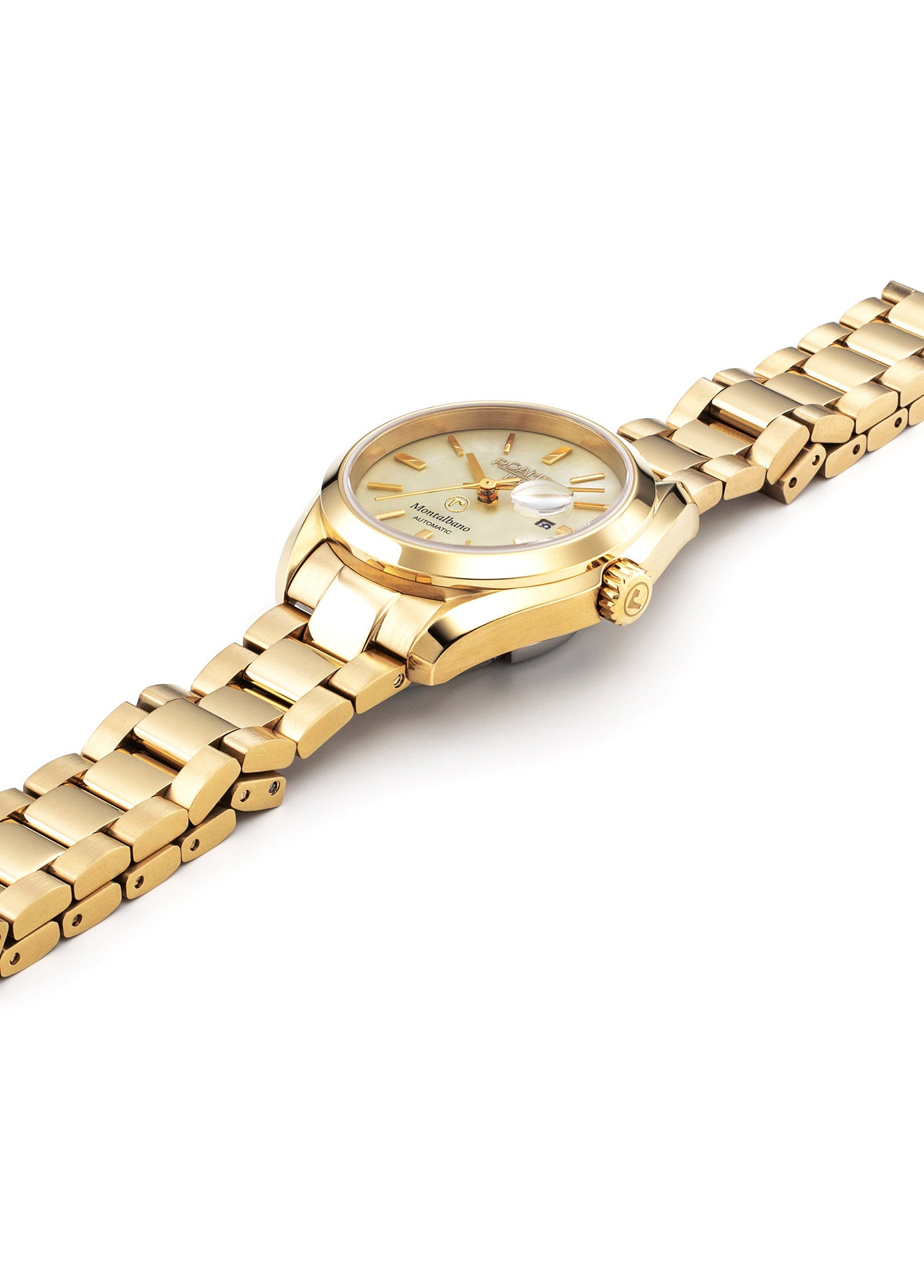 Montalbano Ladies 31mm Automatic Three-Hand Date Gold Bracelet Sapphire glass Stainless Steel swiss watch