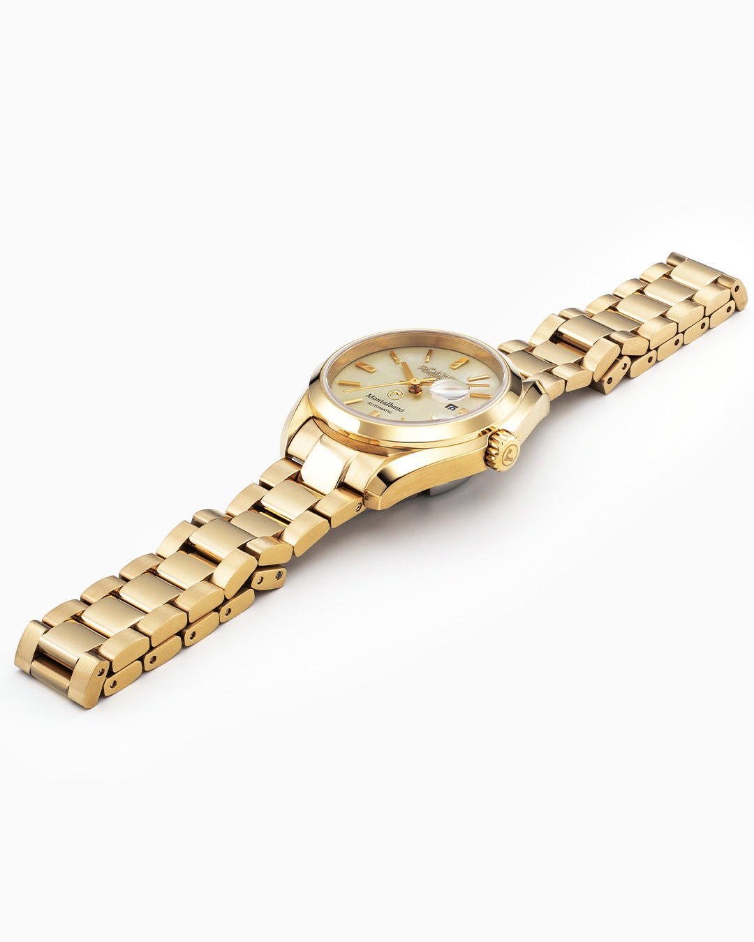 Montalbano Ladies 31mm Automatic Three-Hand Date Champagne Dial Gold Bracelet Sapphire glass Stainless Steel swiss watch