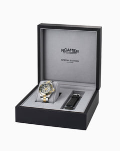 Premier Skeleton 42 mm Automatic Three-Hand Black Dial Two-Tone Steel and Rubber Bracelet Set Sapphire glass Stainless Steel swiss watch