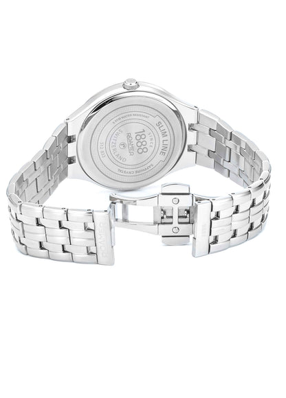 Slim Line Classic Ladies 30mm Quartz Two-Hand Date Silver Bracelet Sapphire glass Stainless Steel swiss watch