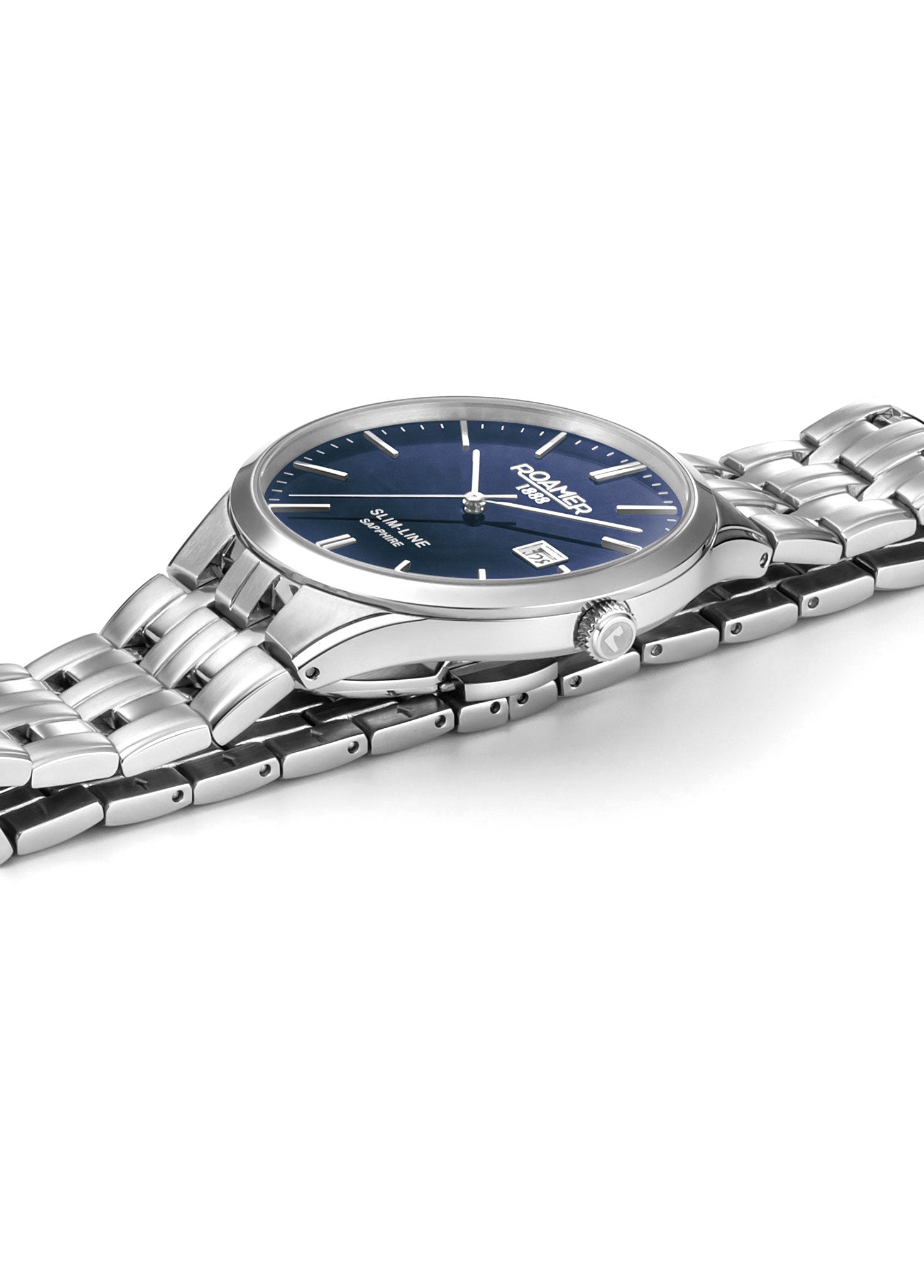 Slim Line Classic Ladies 30mm Quartz Two-Hand Date Silver Bracelet Sapphire glass Stainless Steel swiss watch
