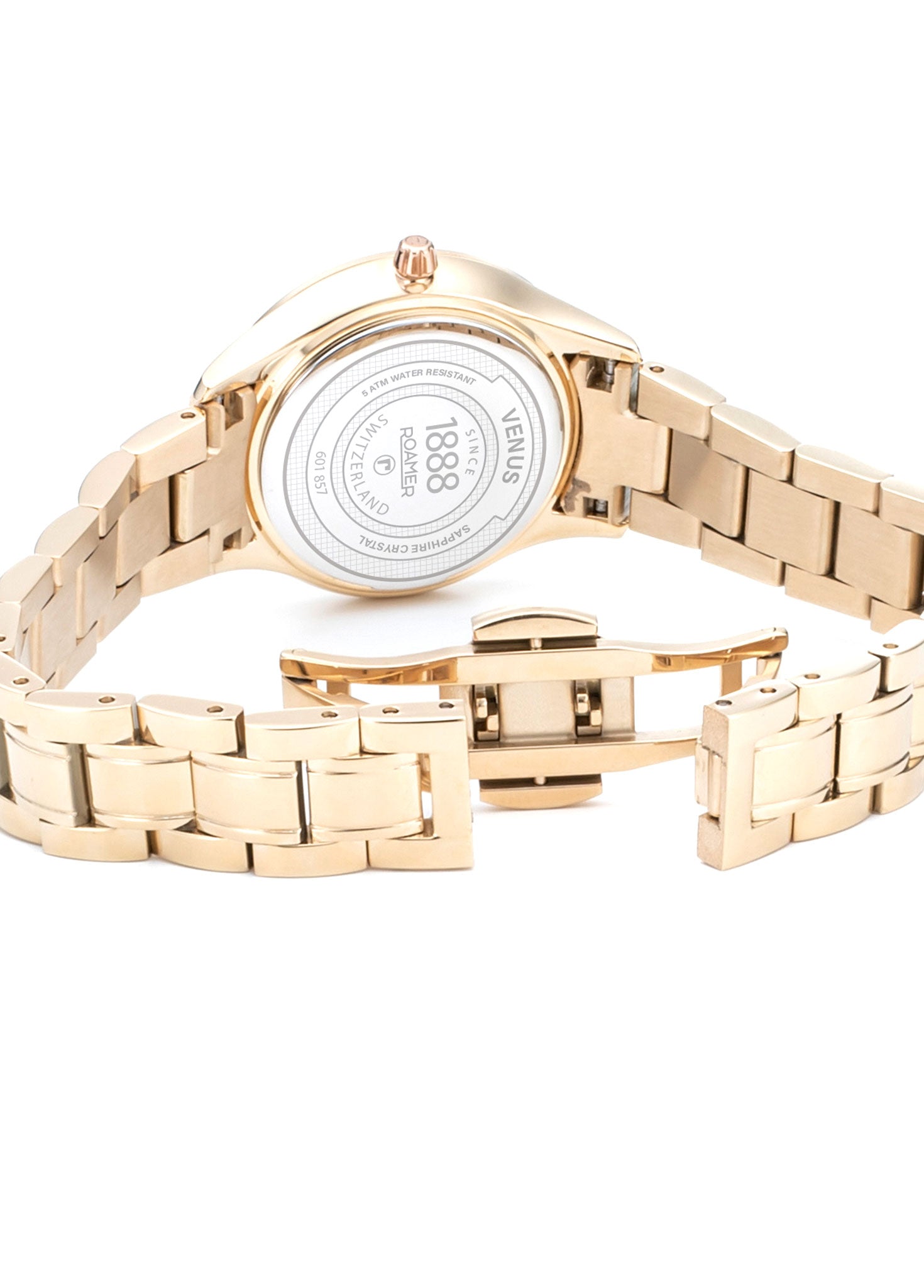 Venus Diamond 30mm Quartz Two-Hand Gold Bracelet Sapphire glass Stainless Steel swiss watch