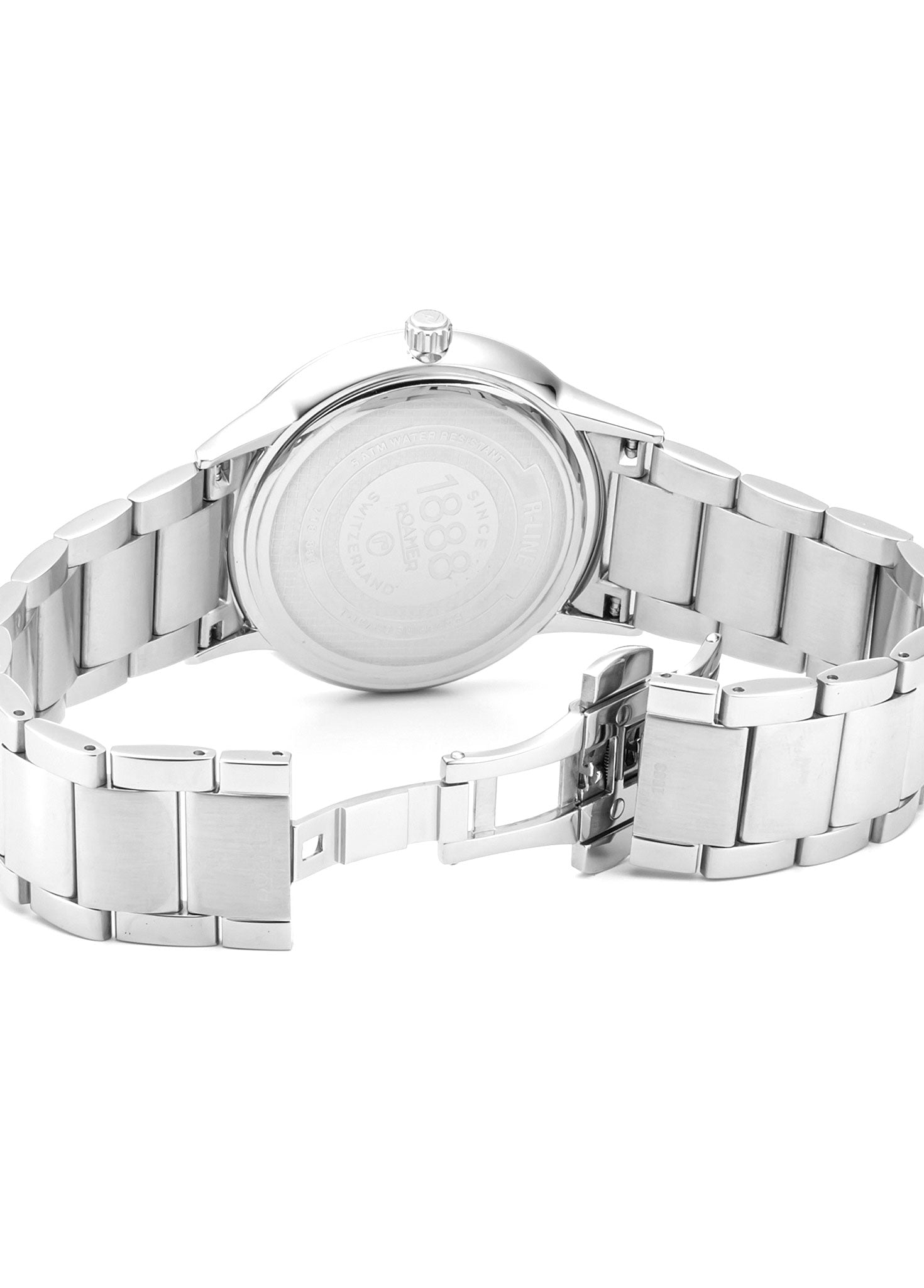R Line Classic 43 mm Quartz Three-Hand Date Black Dial Silver Bracelet Sapphire glass Stainless Steel swiss watch